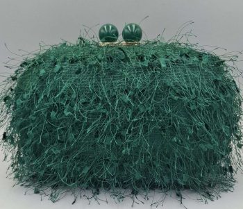 Τσαντάκι Clutch με Πράσινο Υφασμάτινο Νήμα