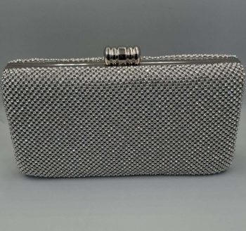 Αμπιγέ Ασημένιο Clutch με Στρας