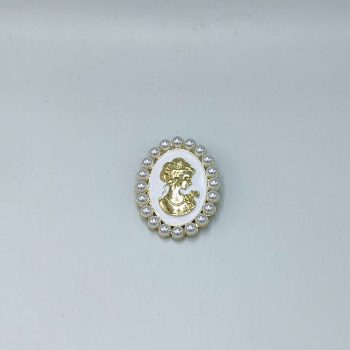 Καρφίτσα Cameo Λευκή με Πέρλες