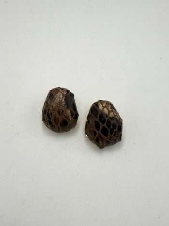 Ατσάλινα Σκουλαρίκια με καφέ animal print