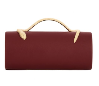 Τσάντα Burgundy Clutch με ιδιαίτερο χερούλι σε σχήμα φίδι