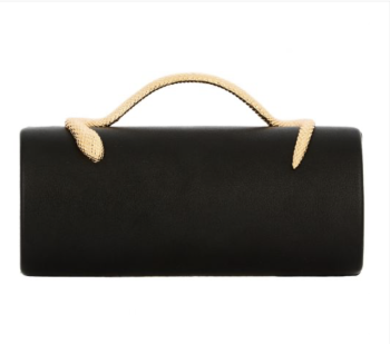 Τσάντα Μαύρη Clutch με ιδιαίτερο χερούλι σε σχήμα φίδι